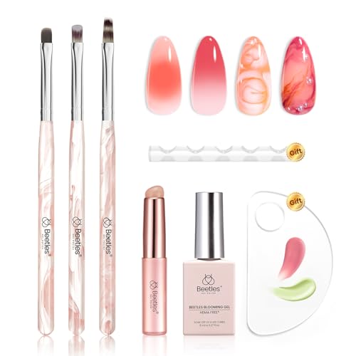 Beetles Blooming Gel Nail Art Brushes Set, Ombre Brush for Gel Polish - color: Marble