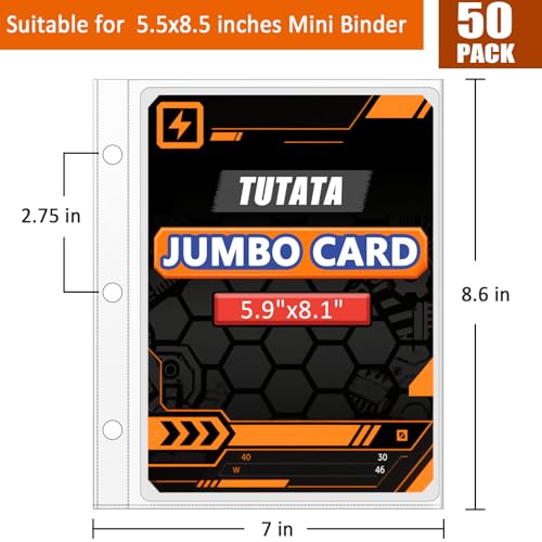 Jumbo Card Sleeves Big Card Protector Sleeves for 3 Ring Binder - 50 Pack - size: XL 5.9x8.1"