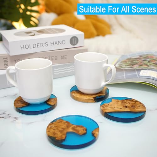 Drink Coaster Set, Wooden Bar Coasters, Resin Coaster for Coffee Table, Tabletop Decorative Artwork, Unique, Handmade & Aesthetically Pleasing for Home, Office, Bar Decor,Coasters Set of 4