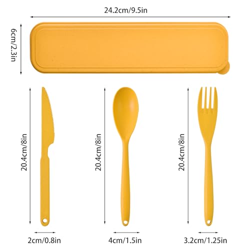 Zoyiancy 4 Sets Large Utensils Set with Case, Reusable Travel Cutlery Set - color: Large, 4 Colors
