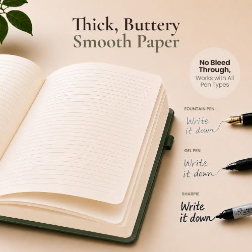 Lined Journal Notebook Hardcover Leather Bound 200 Pages B5 Green Diary - color: Light Green, size: B5 200 Pages