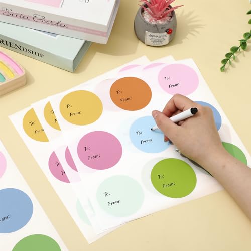 Whaline 315Pcs Pastel Gift Tag Stickers 2.5 Inch to and from Colorful Circle Present Stickers Back to School Self-Adhesive Blank Labels Envelope Sticker for Party Favors Marking, 9 Colors - color: Pastel