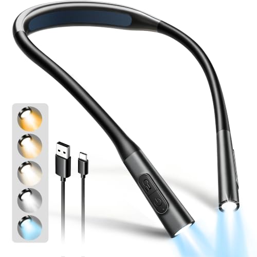 Glocusent Neck Book Light, Rechargeable Neck Lights for Crafts Reading - color: Black