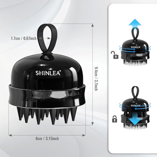 SHINLEA 2 in 1 Scalp Massager Hair Growth,Scalp Scrubber with Soft Silicone Bristles for Dandruff Removal,Shampoo Brush for Exfoliation,Head Massager for Both Wet and Dry Use (Black) - color: Black