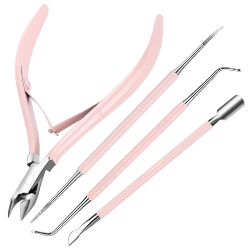 FANDAMEI Cuticle Trimmer, Cuticle Kit, Cuticle Pusher, Cuticle Nippers - color: Pink