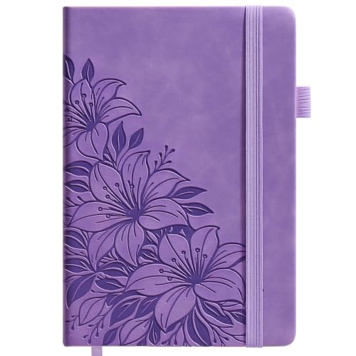 Lined Journal Notebook Hardcover Leather Bound 200 Pages A5 Purple Diary - color: Purple, size: A5 200 Pages