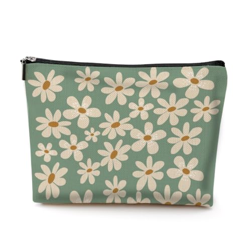 Daisy Floral Makeup Bag, Boho Makeup Organizer Cosmetic Bags for Women - color: CuteDaisy03