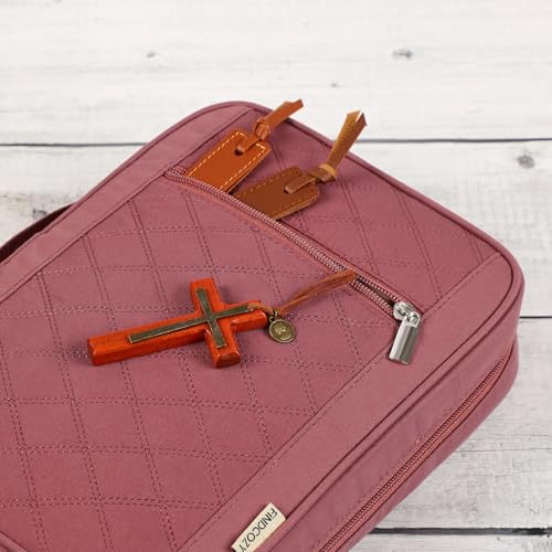 FINDCOZY Bible Cover for Women, Medium Carrying Case for Regular Bible - color: Rosewood Pink, size: Medium