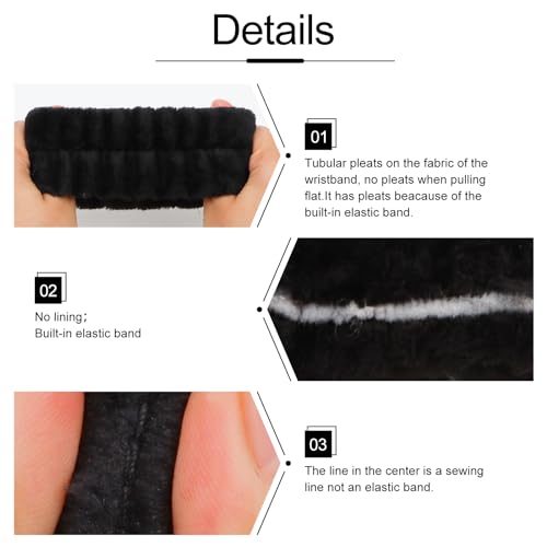 WHAVEL 6 Pairs Wrist Towels, Absorbent Spa Sweatbands to Prevent Liquid from Spilling Down Arms - color: C.Black
