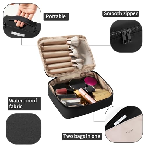Queboom Travel Makeup Bag Cosmetic Bag Toiletry Bag for Women & Men, Black - color: Black-1pcs