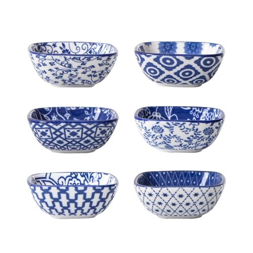 2.6 Oz Ceramic Mini Square Dipping Bowls Set of 6