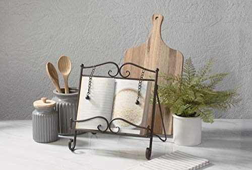 Tripar Swirl Design Metal Cookbook Stand for Cookbooks, Tablets, Recipes, Portable, Adjustable, Free Standing - color: Brown