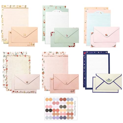 55 Pcs Stationery Paper Envelopes Set - color: Beautiful