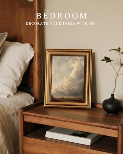 HUARCEY Gold Framed Canvas Wall Art, Vintage Cloud Prints Decor, 8x10 Inch - color: Cloud Art, size: 10"L x 8"W