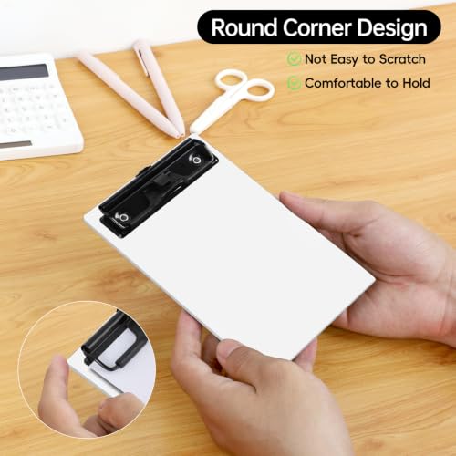 FRETONBA Mini Clipboard 4x6 Inch with Pen Holder, 2 Pack, White - style: 2Pack-White
