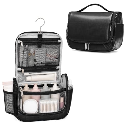 Travel Toiletry Bag for Women & Men, Waterproof Hanging Makeup Organizer - color: Black
