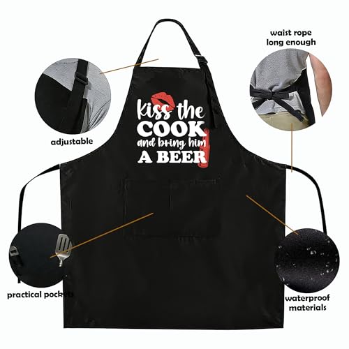 Funny Black Apron with Pockets for Man,Dad,Husband,Father in Law,Chef Daddy Women Grilling Apron BBQ Cooking Gifts - color: Apron-6