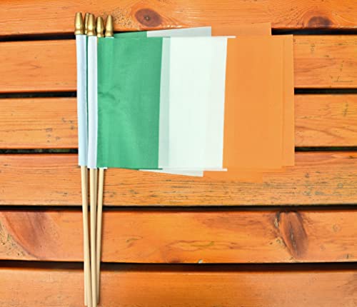 25Pack Small Ireland Flag Handheld Mini Irish Flag on Stick 5x8 Inch - color: Ireland