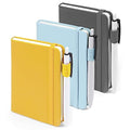 feela Pocket Notebook Journals, Mini Cute Small Hardcover College Ruled Notepad Office School Supplies, with 3 Black Pens, 3.5”x 5.5”, 3 Pack, A6, Solid Colors, Gray, Yellow, Light Blue - color: Gray, Yellow, Light Blue