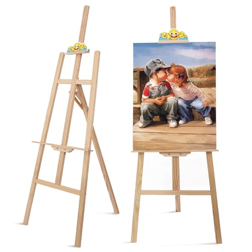 Smiley Wooden Easel for Painting, Wedding Signs & Display, Adjustable - color: Primary Colour
