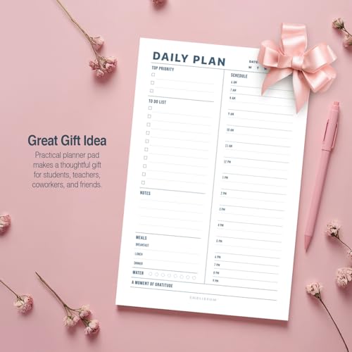 Daily Planner Notepad, 5.5 x 8.5" Tear-Off Pad – 70 Undated Sheets Focus-Enhancing Desktop Organizer with Hourly Schedule, To-Do List for Work, School (White, Minimalist, 1 Pack) - size: Minimalist, 1 Pack
