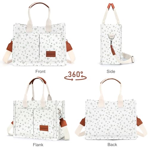 LHMTQVK Canvas Tote Bag for Women, Work & Bible Study Handbag - color: Gray Flower