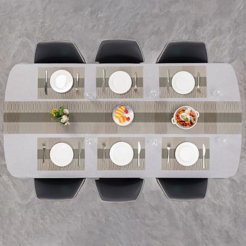 Placemats Set of 8, Vinyl Woven Heat-Resistant Place Mats - color: Gray Dark Gray, size: Set of 8