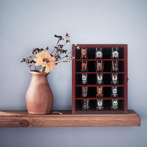 FramePro 11x14 Display Case with Adjustable Shelves Cherry, 4-Tier Memory Shadow Box for Wall, Deep Wooden Keepsake Display Shelf with Locking Door for Memorabilia, Photos, Medals, Wedding, Home Decor - color: Cherry, size: 11x14