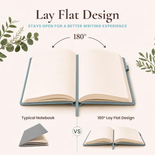 Lined Journal Notebook Hardcover Leather Bound 200 Pages A5 Blue Cute Diary - color: Light Blue, size: A5 200 Pages