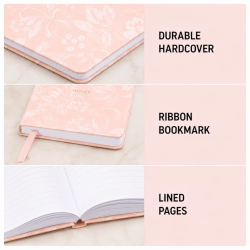 WORLD TRAVELER Large Lined Journal Notebook 256 Ruled White & Ivory Pages - color: Apricot Floral