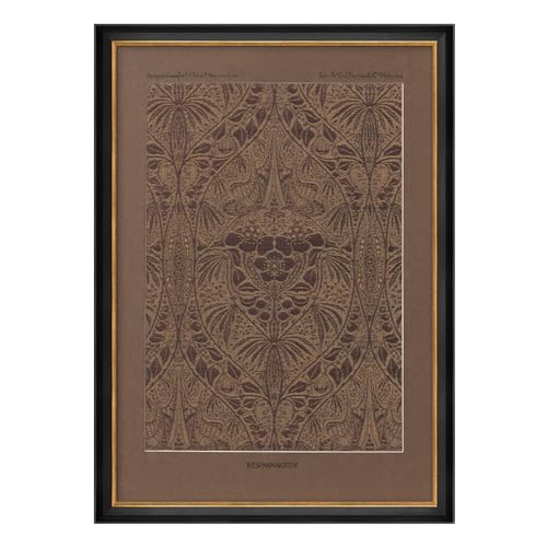 MUDECOR Premium Framed Wall Art Ornate Brown Jacquard Fabric Pattern Illustrations Impressionism Scenic Colorful for Living Room, Bedroom, Office - 26"x36" Black - color: A07-2308-na04, size: 36"L x 26"W, style: Black Frame