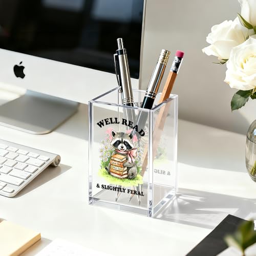 Well Read Slightly Feral Pen Pencil Holder, Raccoon Desk Accessories - color: Transparent37