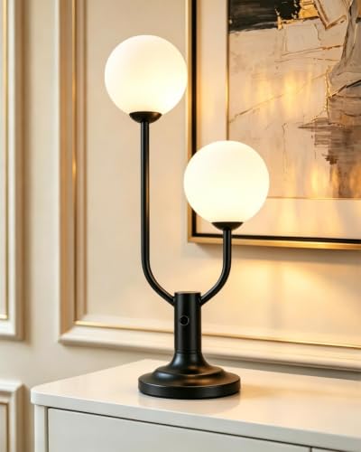Lightdot Black Globe Table Lamp for Bedroom Gift G9 Bulbs Included Dimmable - color: 10-Black-Globe-2U