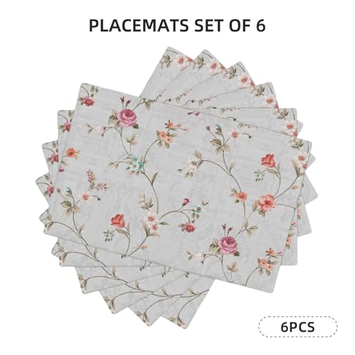 Boho Botanic Floral Wildflowers Placemats Set of 6 12x18 Inch - color: Multicolor, size: Set of 6