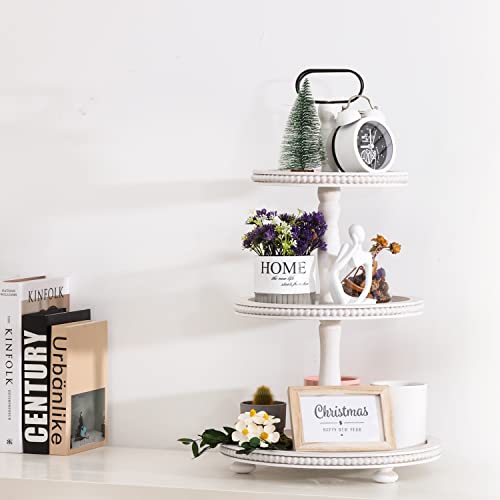 Urban Deco Wooden Tiered Tray 3-Tier Decorative Tray Farmhouse Serving Tray - style: 3 tier-white