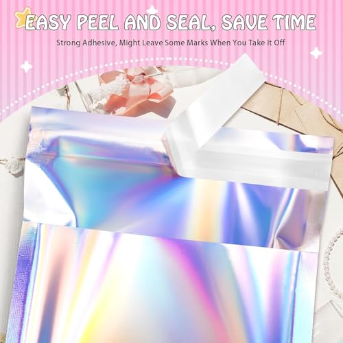 FUNFERY 8.6x12.6in Holographic Mylar Poly Mailers Self Sealing Adhesive Bag - color: Holographic Self Adhesive-50P, size: 8.6x12.6 inch