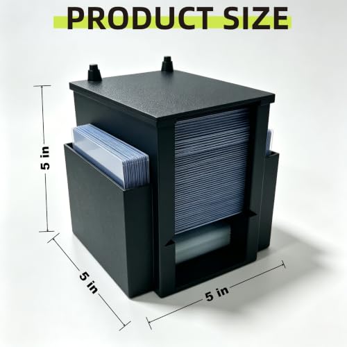 Toploader Dispenser & Penny Sleeve Holder - Dual Compartment Holds 300 Penny Sleeves & up to 50 Top Loaders, Stackable Card Storage Box with Dustproof Lid (Black)
