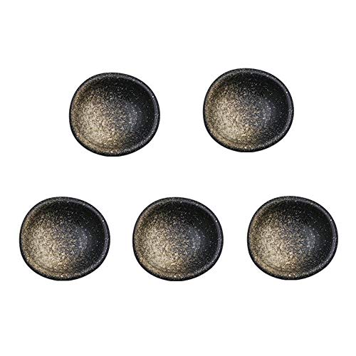 Colias Wing 3.5 Inch Retro Style Black&White Stylish Design Multipurpose Porcelain Side Dish Bowl Seasoning Dishes Soy Dipping Sauce Dishes-Set of 5 - color: Set-of-5-TypeD