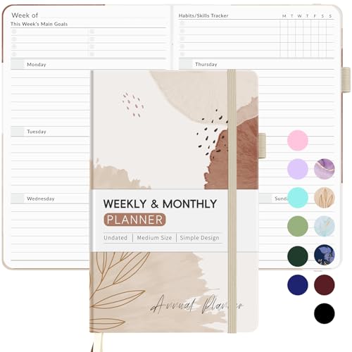 Undated Planner for 2026-2027, Forvencer Weekly Monthly Calendar Planner-A5 - color: Brown Leaf