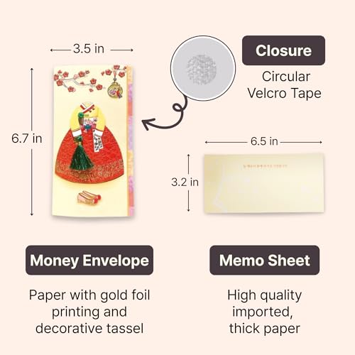 Korean Traditional Money Envelopes – Hanbok & Jogakbo Cash Gift Holders with Tassel (Royal Sky) - color: Royal Sky