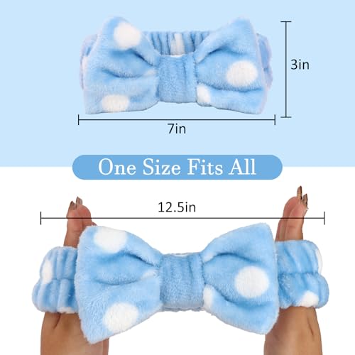 10 Pack Blue Polka Dot Spa Headbands - color: Dot blue