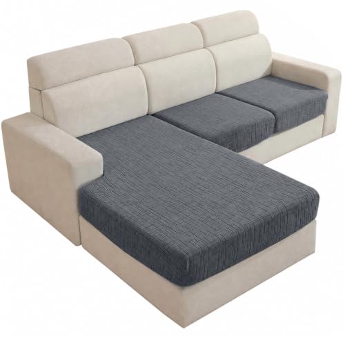 Stretch Sofa Cushion Covers (2 Seaters + 1 Chaise, Light Gray) - color: Light Gray, size: 1 Chaise + 2 Seater Cover