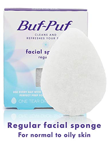 Buf-Puf Regular Facial Sponge, Dermatologist Developed, Removes Deep Down Dirt & Makeup that Causes Breakouts and Blackheads, Reusable, Exfoliating, White, 1 Count - size: 1 Pack