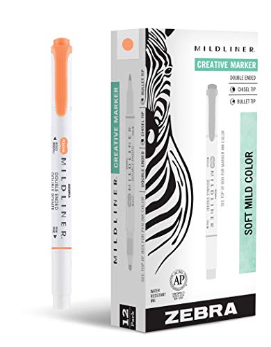 Zebra Pen MILDLINER No Bleed Highlighter, Apricot Color, Dual Tip, 12-Pack - color: Apricot