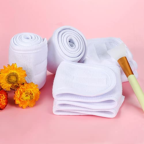 4PCS Facial Spa Headbands for wahsing Face Makeup Shower Bath Wrap (White) - color: White