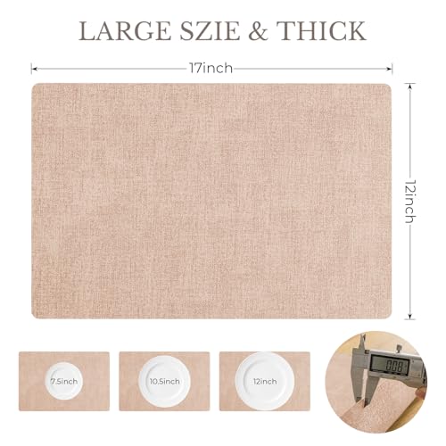 Romanstile Faux Leather Vinyl Placemats Set of 6, Pink - color: Pink