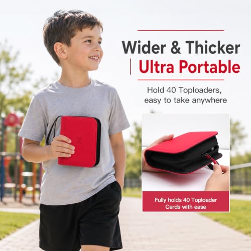 Mini 1 Pocket Top Loader Binder, Upgraded Widened Pages & Spine - color: Red, size: 1