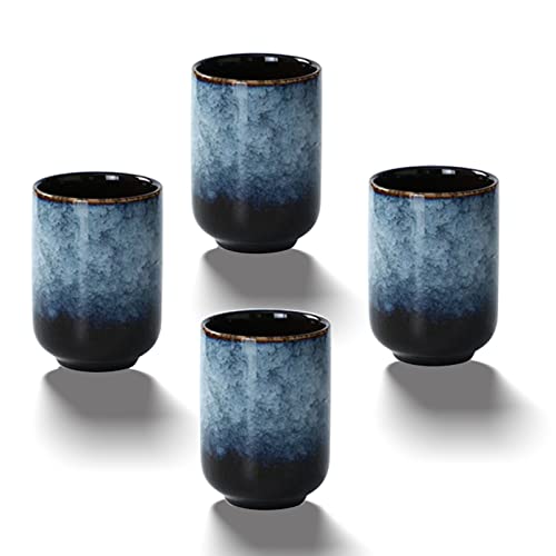 Large Ceramic Tea Set, Chinese Tea Cup, Coffee Cup, Ceramic Mate Tea Cup Set 4 Piece (grey) - color: Gray
