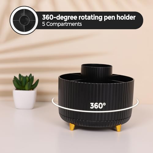 SKYDUE Black Office Supplies with Pencil Holder,Desk Accessories 11PCS - color: Black