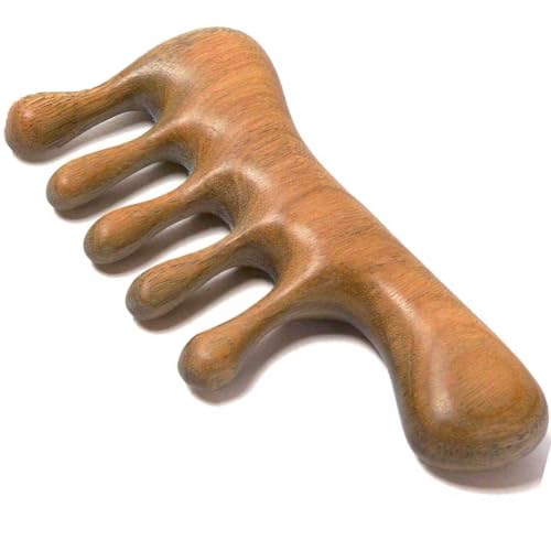 Wooden Loc Comb - Scalp Massage, Gua Sha, Sandalwood Wood Head Massager for Hair Growth, Women and Men - style: 01 Hand